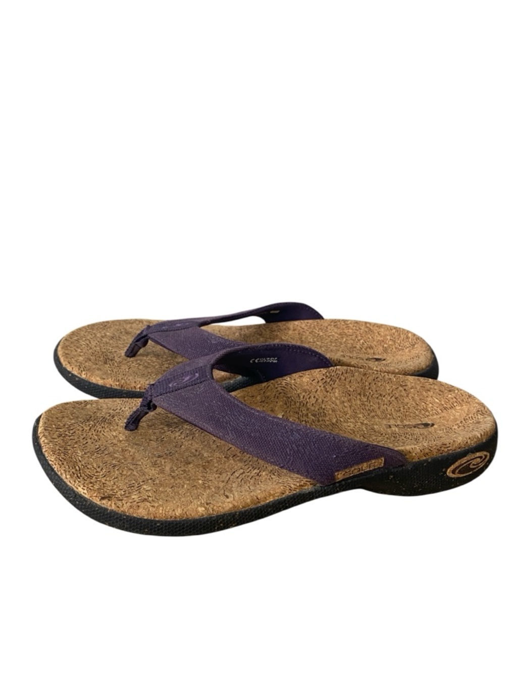 Sole Casual Cork Flip Flops size W8 purple tan women’s